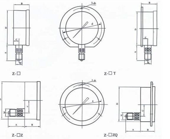 真空壓(yā)力表外形尺寸(cun)圖